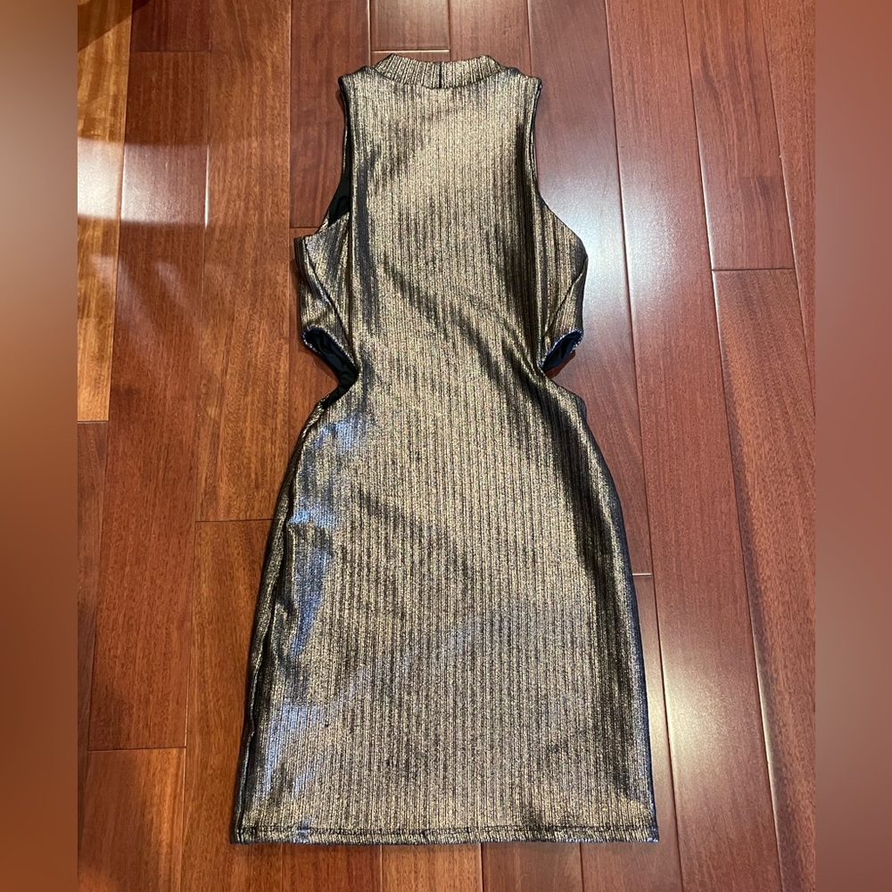 Top shop metallic brown cut out dress